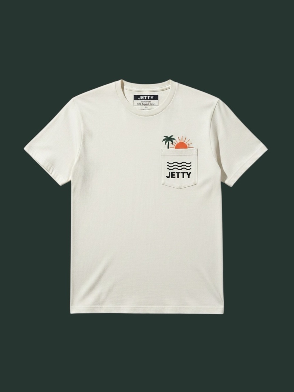 Jetty Men's Large Short Sleeve Pocket Tee in Cream.Very long